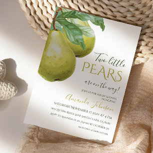 Invitación Doble Peral Dos Peras Gemelas Jardín Baby Shower