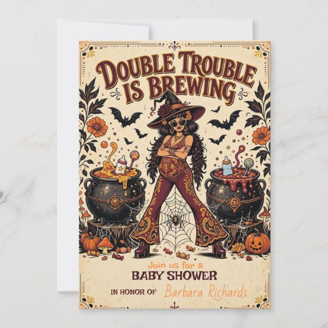 Invitación Doble problema está preparando gemelos de Hallowee (Anverso)