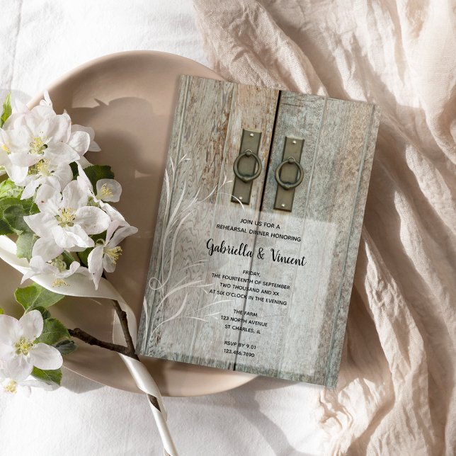 Invitación Doble puerta de granero de campo Ensayo de casamie (Subido por el creador)