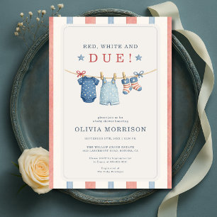 Invitación Doble raya americana roja blanca y debida Fiesta d