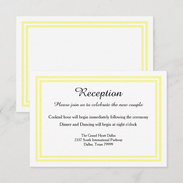 Invitación Doble recorte de amarillo suave-Invitación de rece (Anverso / Reverso)