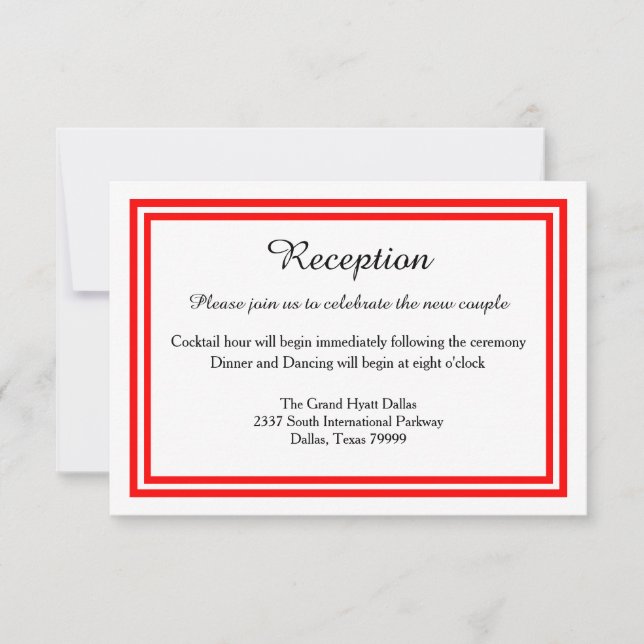 Invitación Doble recorte rojo-Invitación de recepción (Anverso)