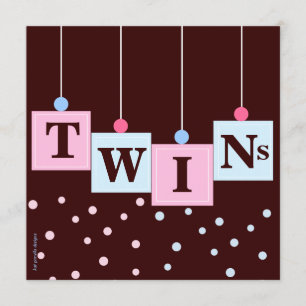 Invitación Doble rosa azul bloquea Baby Shower a niño y Chica