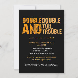 Invitación Doble trabajo y problemas Fiesta de Halloween