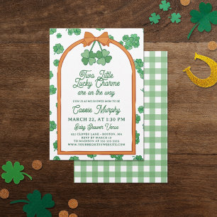 Invitación Doble trébol de Lucky Charms para Baby Shower de g