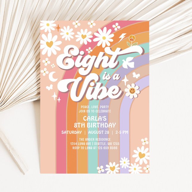 Invitación Doce es un arco iris vibe 12 cumpleaños de Groovy (Subido por el creador)