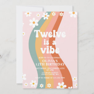 Invitación Doce es una Vibra groovy arcoíris cumpleaños 12 In