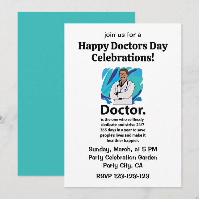 Invitación Doctor Appreciation Happy Doctors Day Celebration (Anverso / Reverso)