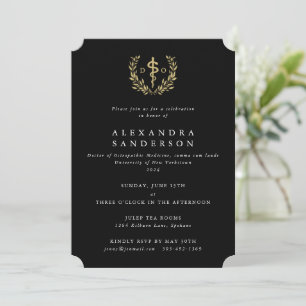 Invitación Doctor en Medicina Osteopática Negro/Oro