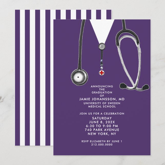 Invitación Doctor Graduation Party Invitations (Anverso / Reverso)