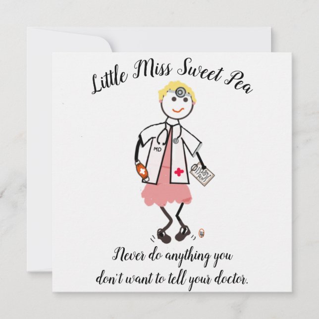 Invitación Doctor Note Card w Little Miss Sweet Pea (Anverso)