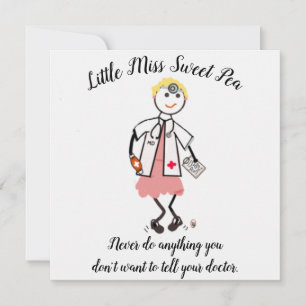Invitación Doctor Note Card w Little Miss Sweet Pea
