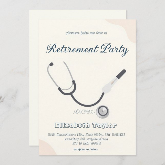 Invitación Doctor nurse retirement invitation (Anverso / Reverso)