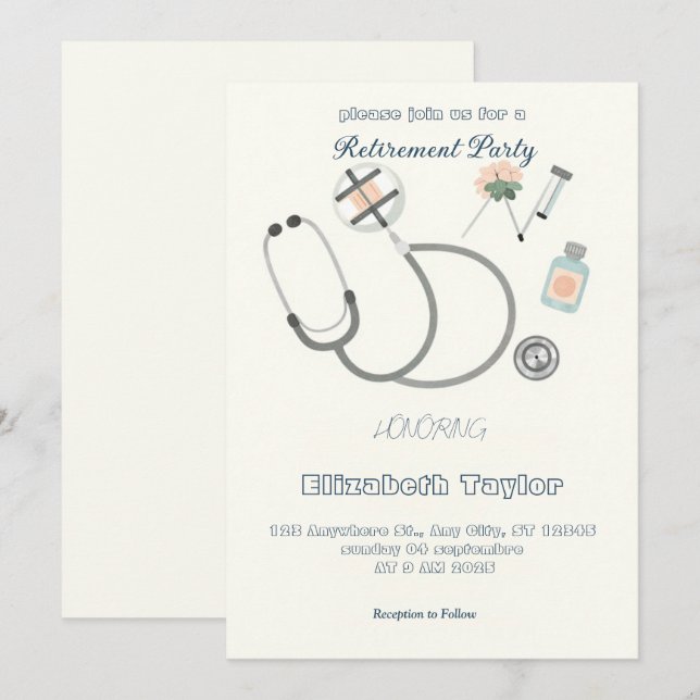 Invitación Doctor nurse  retirement invitation (Anverso / Reverso)