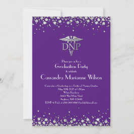 Invitación Doctor Nursing Practice Graduation Purple Silver