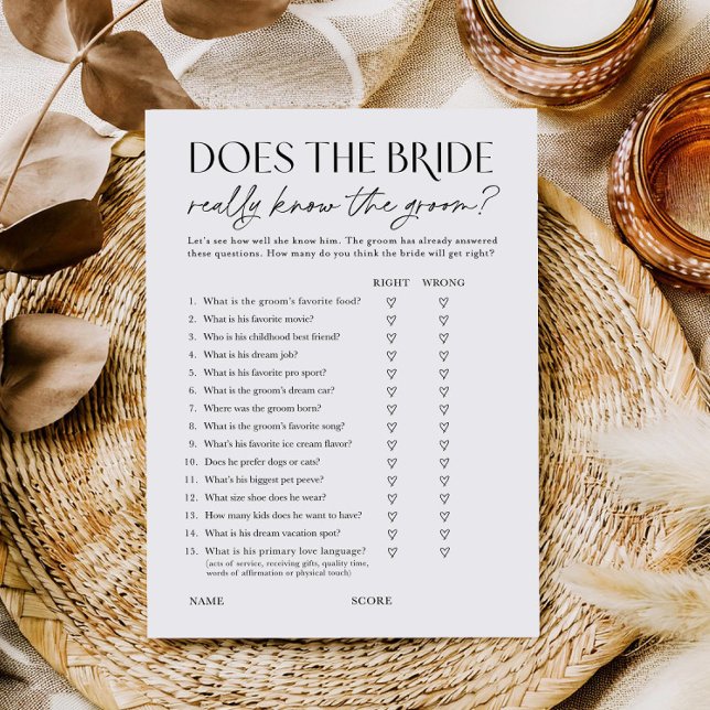 Invitación Does Bride Know the Groom? Shower Activity Card (Subido por el creador)