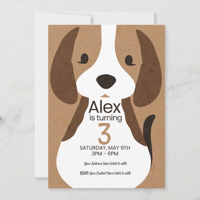 Invitación Dog Birthday Invitation | Editable Name & Age (Anverso)