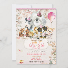 Invitación Dog Birthday Invitation Printable, girl Invitation