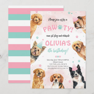 Invitación Dog Birthday Pawty