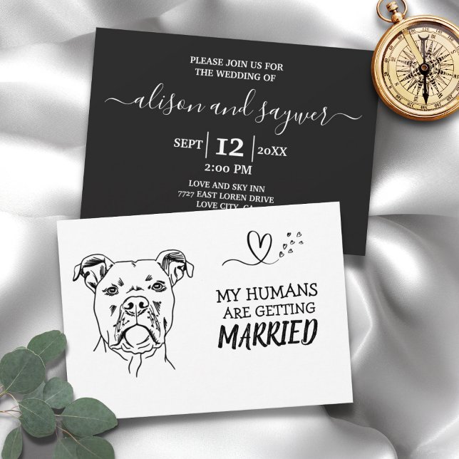 Invitación Dog Moderno Boda simple negro y blanco (Subido por el creador)