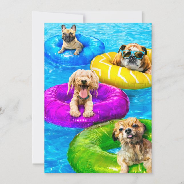 Invitación Dog Pool Party (Anverso)