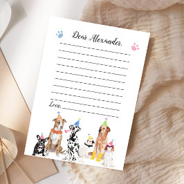 Invitación Dog Puppy Cumpleaños Hora de la Cápsula Nota Mensa