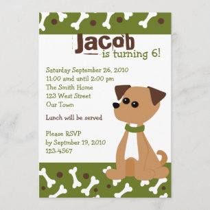 Invitación Doggie de cachorro en verde