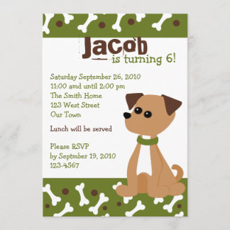 Invitación Doggie de cachorro en verde