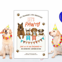 Dogs Let's Pawty Birthday Party Invitation