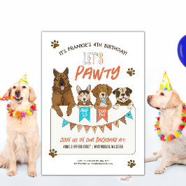 Invitación Dogs Let's Pawty Birthday Party Invitation