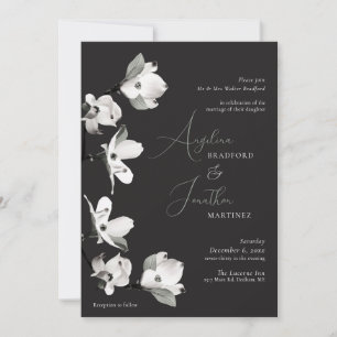 Invitación Dogwood formal botánico blanco negro invitat
