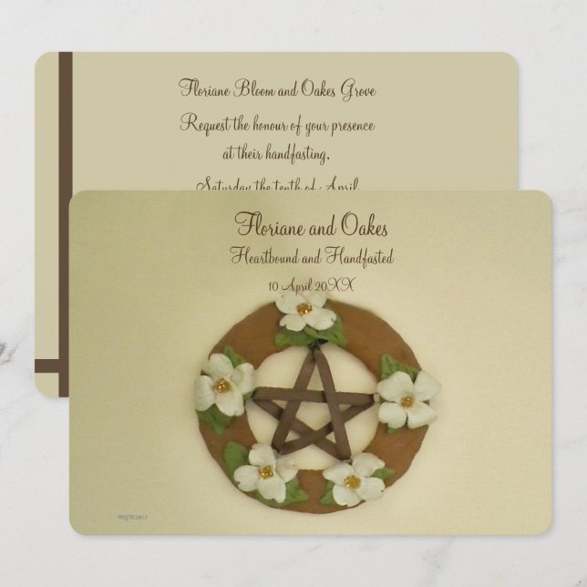 Invitación Dogwood Pentacle Handfasting (Anverso / Reverso)