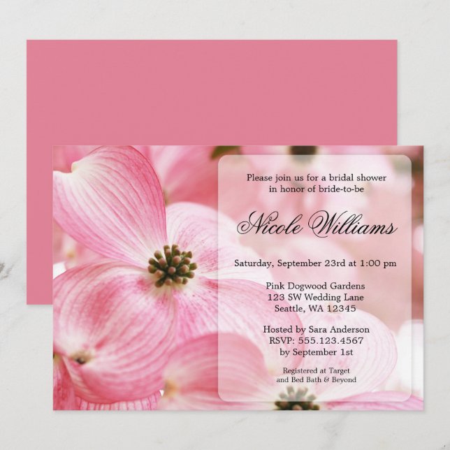 Invitación Dogwood rosa Blossoms Ducha de novias (Anverso / Reverso)