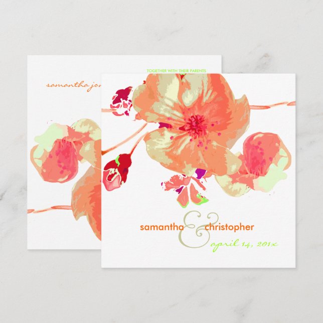 Invitación Dogwood/rosa/melocotón/invitación a la boda (Anverso / Reverso)