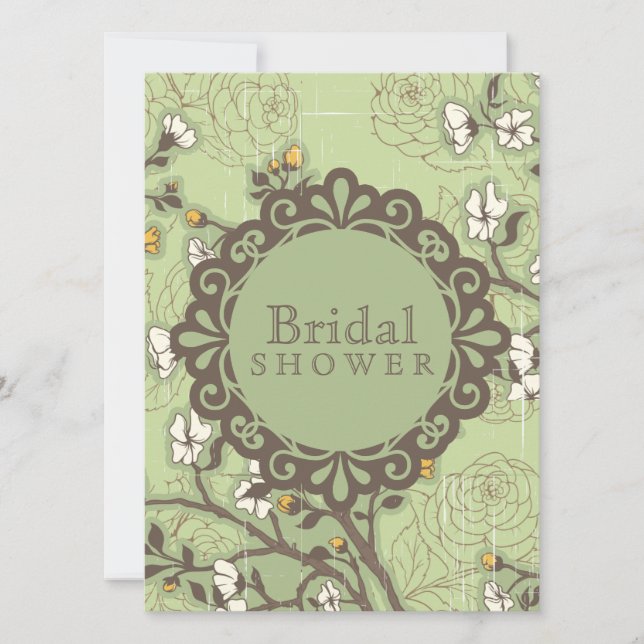 Invitación Dogwood vintage en verde (Anverso)