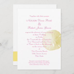 Invitación Dolar de arena rosa y Boda amarillo