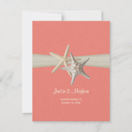 Invitación Dólar de arena y recepción coral con concha de pez