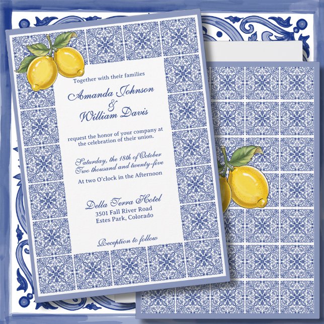 Invitación Dolce Vita - Boda de azulejos y lemones italianos (Subido por el creador)