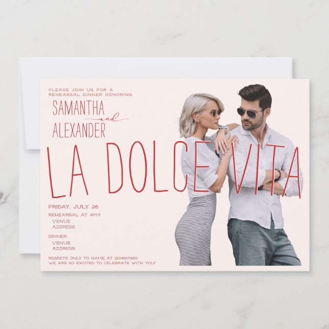 Invitación Dolce Vita Italiana Boda Ducha Ensayo Cena (Anverso)