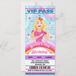 Invitación Doll Pink Purpurina Movie Star entradas VIP Cumple