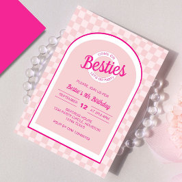 Invitación Doll Retro Rosado Lets Go Fiesta Cumpleaños