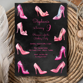 Invitación Doll rosa zapatos de tacón alto chica fiesta de cu