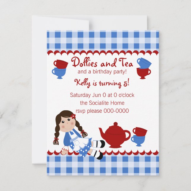 Invitación Dollies Tea Fiesta (Anverso)