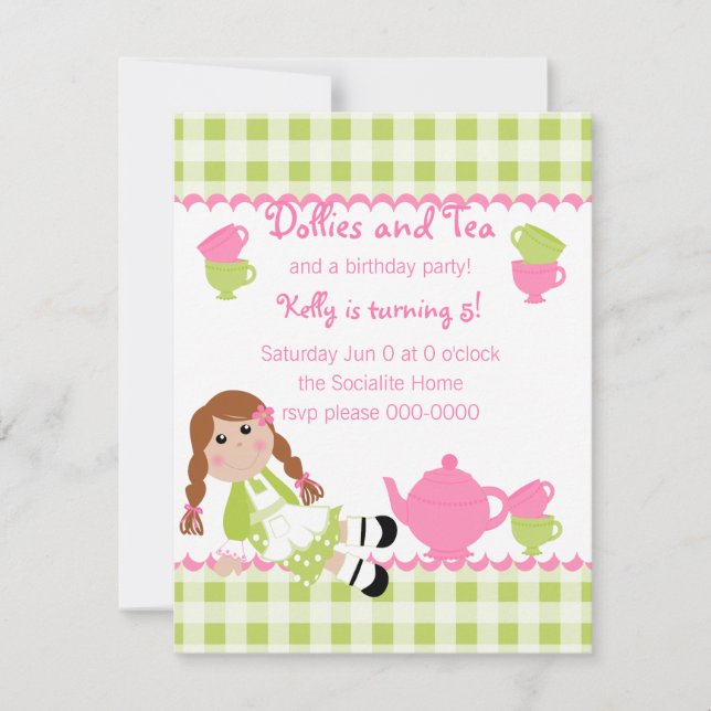 Invitación Dollies Tea Fiesta (Anverso)
