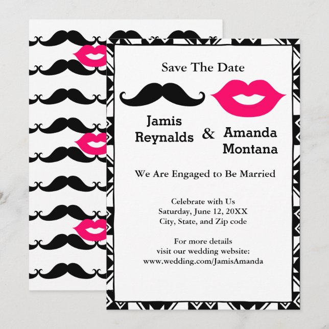 Invitación Dolor negro y pareja de labios rosados salvan la f (Anverso / Reverso)