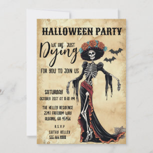 Invitación Doloroso Catrina Skeleton Halloween Party