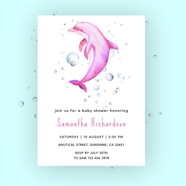 Invitación Dolphin acuarela bajo el mar Baby Shower (Subido por el creador)