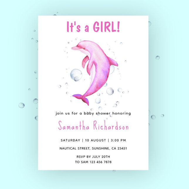 Invitación Dolphin acuarela bajo el mar Baby Shower (Subido por el creador)