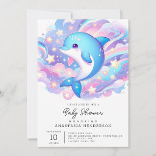 Invitación Dolphin Baby Shower, Personalizado divertido
