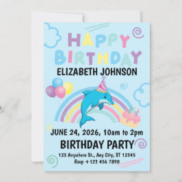 Invitación Dolphin Birthday Party Invitation in Blue
